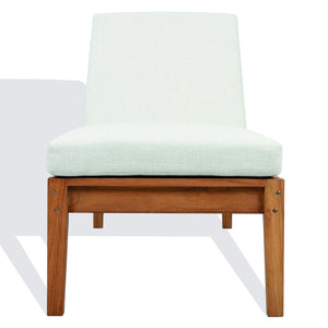 Safavieh Montclair Teakwood Chaise Lounge - Luxurious Outdoor Comfort With Natural Teak & White Fabric White ,Natural Teak Wood ,Fabric ,Foam Cpt1067a