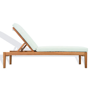Safavieh Montclair Teakwood Chaise Lounge - Luxurious Outdoor Comfort With Natural Teak & White Fabric White ,Natural Teak Wood ,Fabric ,Foam Cpt1067a