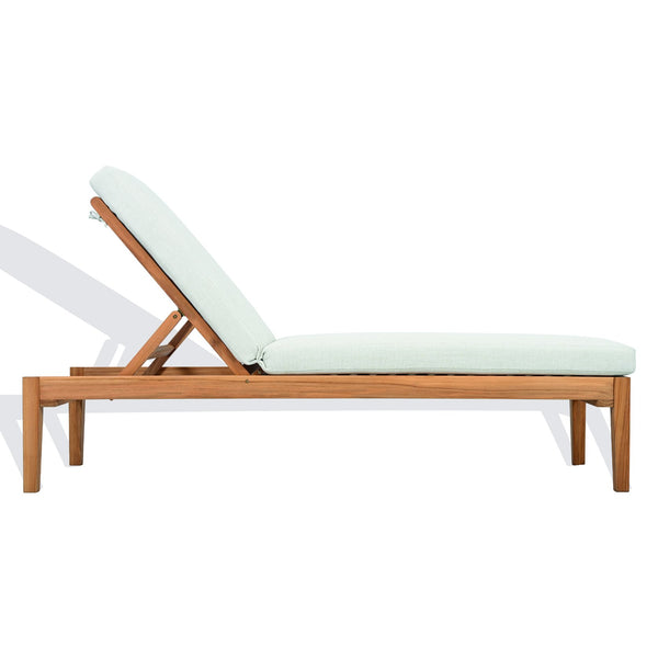 Safavieh Montclair Teakwood Chaise Lounge - Luxurious Outdoor Comfort With Natural Teak & White Fabric White ,Natural Teak Wood ,Fabric ,Foam Cpt1067a