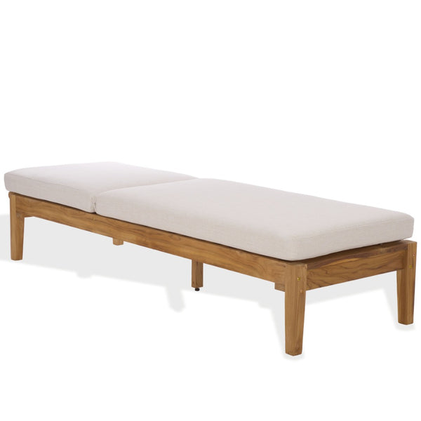 Safavieh MONTCLAIR Teakwood Chaise Lounge - Stylish Outdoor Seating in Natural Teak & White for Comfort CPT1067A