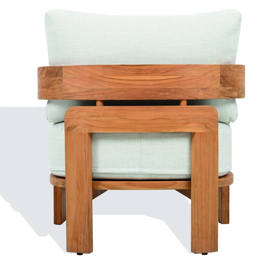 Safavieh Achilles Teak Patio Chair - Elegant Natural Wood Design With White Accents For Outdoor Relaxation White ,Natural Teak Wood ,Fabric ,Foam Cpt1068a
