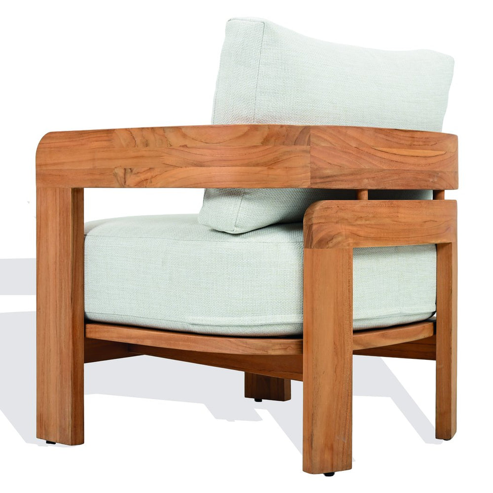 Safavieh Achilles Teak Patio Chair - Elegant Natural Wood Design With White Accents For Outdoor Relaxation White ,Natural Teak Wood ,Fabric ,Foam Cpt1068a