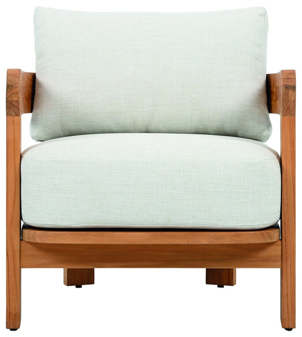 Safavieh Achilles Teak Patio Chair - Elegant Natural Wood Design With White Accents For Outdoor Relaxation White ,Natural Teak Wood ,Fabric ,Foam Cpt1068a