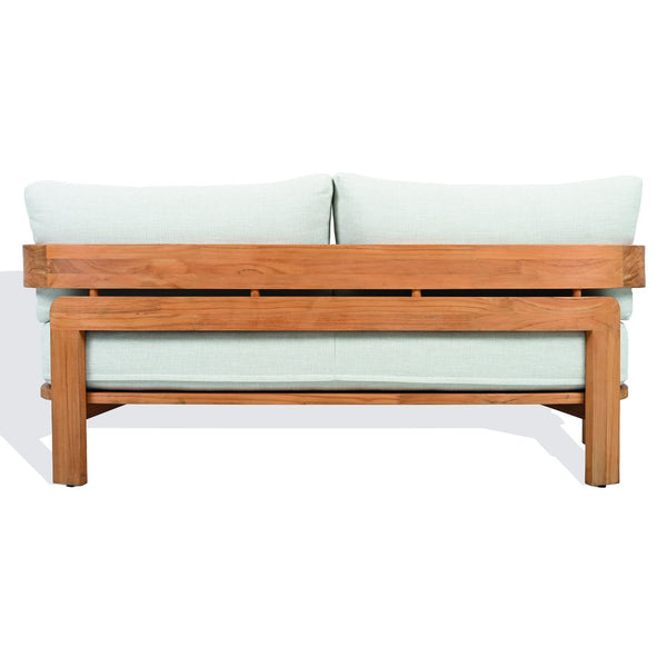 Safavieh Achilles Teak Patio Sofa - Stylish Natural Teak Design With Plush White Cushions For Outdoor Comfort White ,Natural Teak Wood ,Fabric ,Foam Cpt1069a