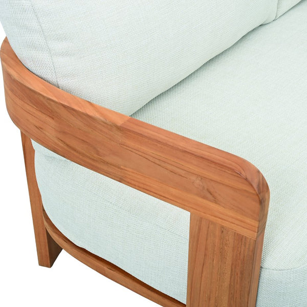 Safavieh Achilles Teak Patio Sofa - Stylish Natural Teak Design With Plush White Cushions For Outdoor Comfort White ,Natural Teak Wood ,Fabric ,Foam Cpt1069a