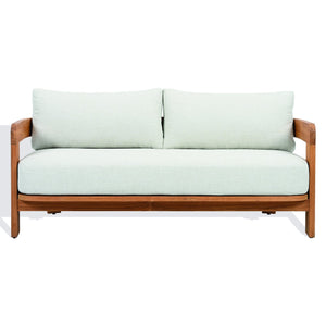 Safavieh Achilles Teak Patio Sofa - Stylish Natural Teak Design With Plush White Cushions For Outdoor Comfort White ,Natural Teak Wood ,Fabric ,Foam Cpt1069a