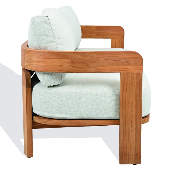 Safavieh Achilles Teak Patio Sofa - Stylish Natural Teak Design With Plush White Cushions For Outdoor Comfort White ,Natural Teak Wood ,Fabric ,Foam Cpt1069a