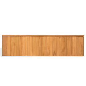Saint Lucia Reeded Teak Wood Coffee Table — Solid Teak Low-Profile Rectangular Centerpiece For Living Rooms