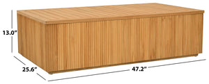 Saint Lucia Reeded Teak Wood Coffee Table — Solid Teak Low-Profile Rectangular Centerpiece For Living Rooms