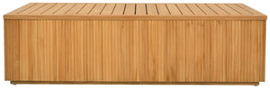 Saint Lucia Reeded Teak Wood Coffee Table — Solid Teak Low-Profile Rectangular Centerpiece For Living Rooms