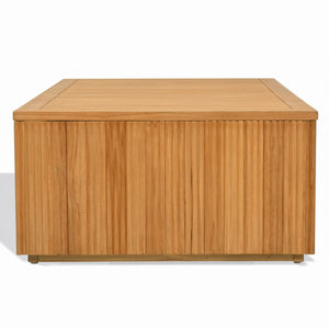 Saint Lucia Reeded Teak Wood Coffee Table — Solid Teak Low-Profile Rectangular Centerpiece For Living Rooms
