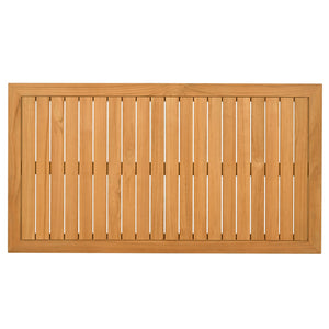 Saint Lucia Reeded Teak Wood Coffee Table — Solid Teak Low-Profile Rectangular Centerpiece For Living Rooms
