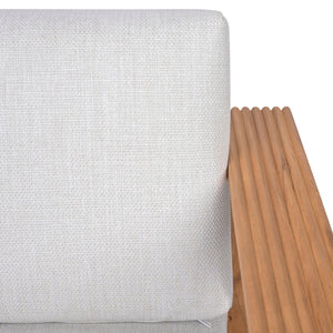 Saint Lucia Reeded Teak Swivel Patio Chair With Foam Cushion, Ergonomic Back And Weather-Resistant Build