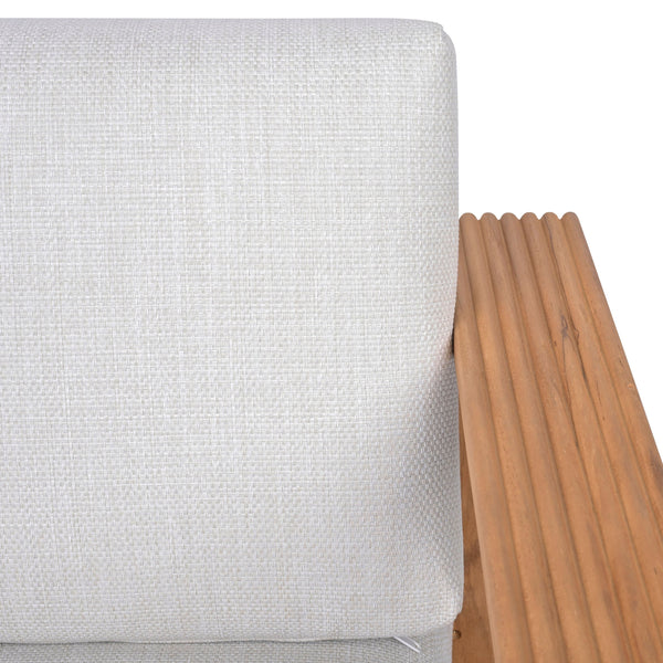 Saint Lucia Reeded Teak Swivel Patio Chair With Foam Cushion, Ergonomic Back And Weather-Resistant Build