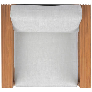 Saint Lucia Reeded Teak Swivel Patio Chair With Foam Cushion, Ergonomic Back And Weather-Resistant Build