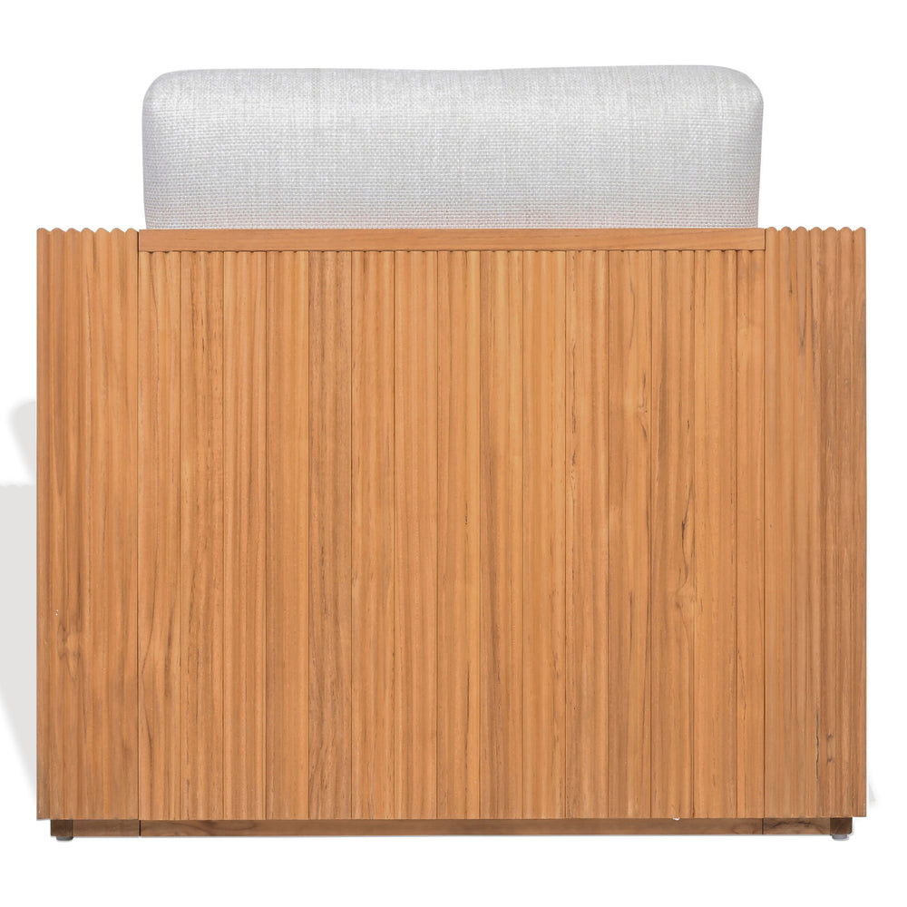 Saint Lucia Reeded Teak Patio Chair With Plush Foam Cushioning And Weather-Ready Durable Frame