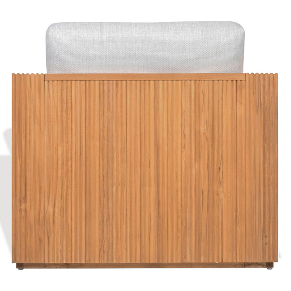 Saint Lucia Reeded Teak Patio Chair With Plush Foam Cushioning And Weather-Ready Durable Frame