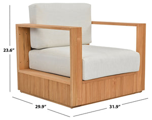 Saint Lucia Reeded Teak Patio Chair With Plush Foam Cushioning And Weather-Ready Durable Frame