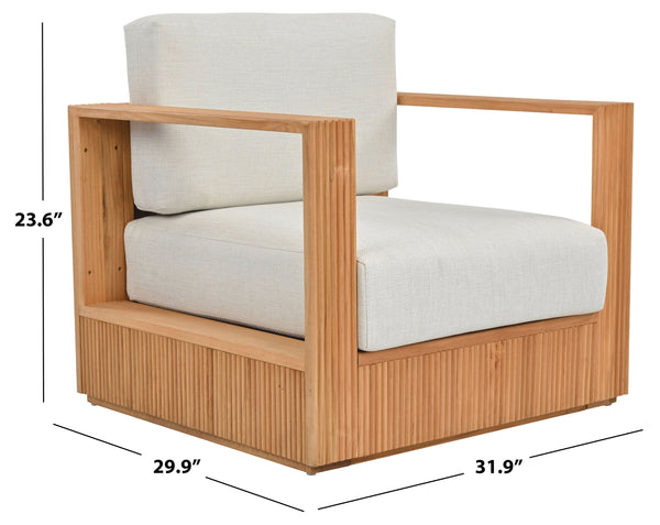 Saint Lucia Reeded Teak Patio Chair With Plush Foam Cushioning And Weather-Ready Durable Frame