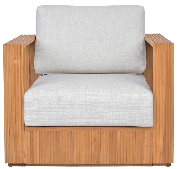 Saint Lucia Reeded Teak Patio Chair With Plush Foam Cushioning And Weather-Ready Durable Frame