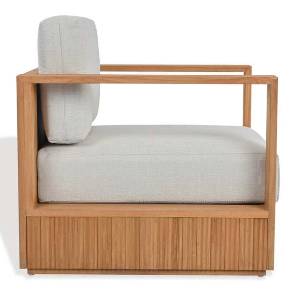 Saint Lucia Reeded Teak Patio Chair With Plush Foam Cushioning And Weather-Ready Durable Frame
