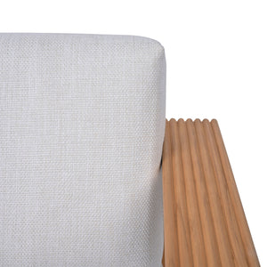 Saint Lucia Reeded Teak Patio Sofa With High-Density Foam Seating, Coastal Modern Design For Outdoors
