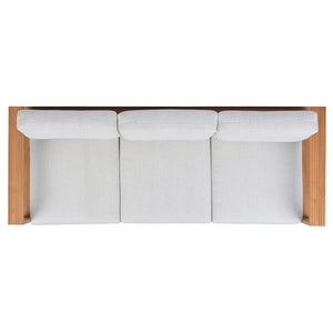 Saint Lucia Reeded Teak Patio Sofa With High-Density Foam Seating, Coastal Modern Design For Outdoors