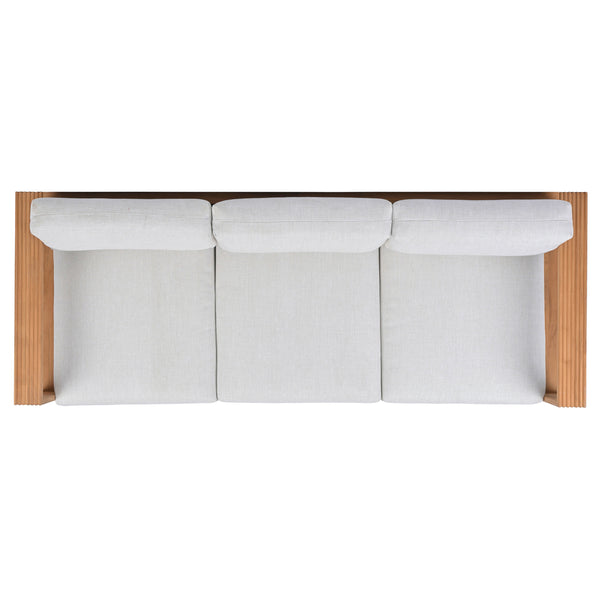 Saint Lucia Reeded Teak Patio Sofa With High-Density Foam Seating, Coastal Modern Design For Outdoors