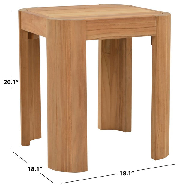 Safavieh Leilani Solid Brazilian Teak Square Accent Table Warm Honey Grain for Living Spaces CPT1078A