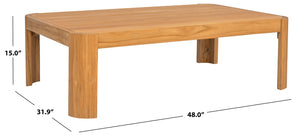 Safavieh Leilani Brazilian Teak Rectangular Coffee Table Solid Hardwood Low Profile Living Room CPT1079A