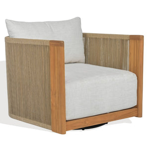 Safavieh Marina Outdoor Brazilian Teak Swivel Chair with Resort Style and Weather Resistant Frame CPT1083A