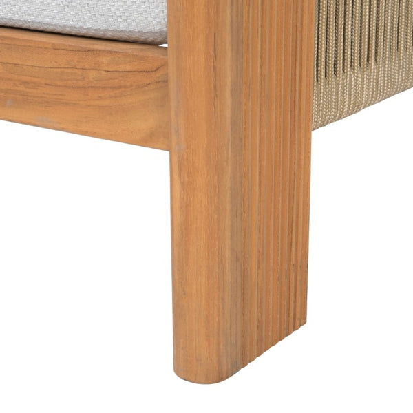 Safavieh Marina Brazilian Teak Outdoor Lounge Chair with White Cushion Resort Patio Style CPT1084A
