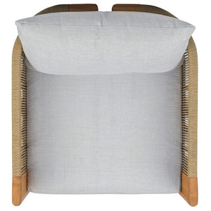 Safavieh Marina Brazilian Teak Outdoor Lounge Chair with White Cushion Resort Patio Style CPT1084A