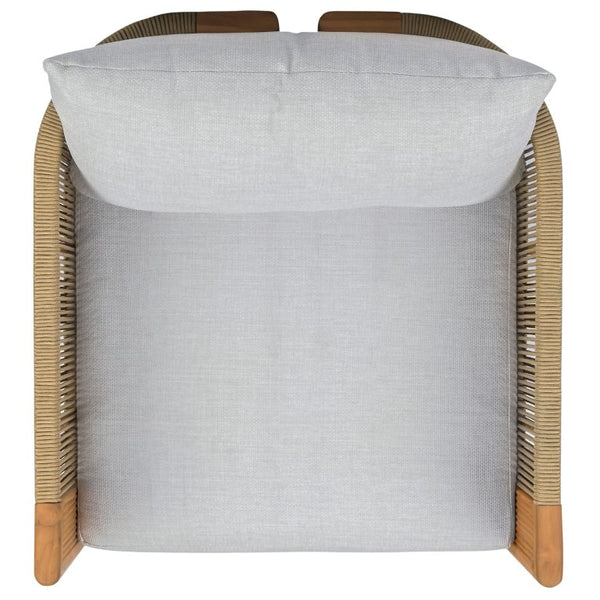Safavieh Marina Brazilian Teak Outdoor Lounge Chair with White Cushion Resort Patio Style CPT1084A
