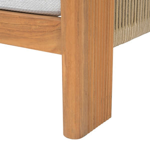 Safavieh Marina Brazilian Teak Outdoor Lounge Chair with White Cushion Resort Patio Style CPT1084A