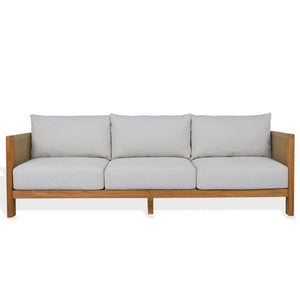 Safavieh Marina Solid Brazilian Teak Outdoor Sofa with White Cushions for Resort Patio Living CPT1085A