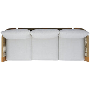 Safavieh Marina Solid Brazilian Teak Outdoor Sofa with White Cushions for Resort Patio Living CPT1085A