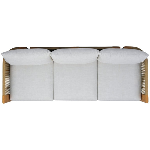 Safavieh Marina Solid Brazilian Teak Outdoor Sofa with White Cushions for Resort Patio Living CPT1085A