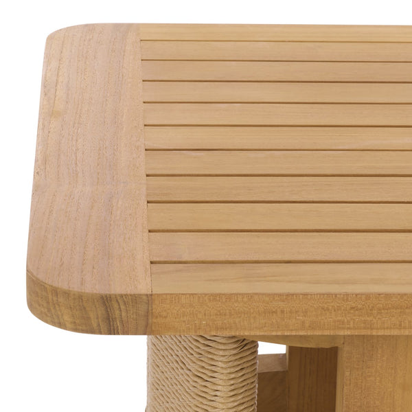Skipper Teak And Hyacinth Outdoor Coffee Table With Handwoven Surface, Durable Weather-Tolerant Design
