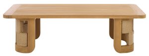 Skipper Teak And Hyacinth Outdoor Coffee Table With Handwoven Surface, Durable Weather-Tolerant Design