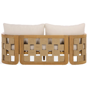Skipper Teak And Hyacinth Patio Sofa — Weather-Resistant Outdoor Seating, Cushioned Comfort, 69.3" W