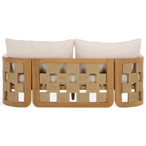 Skipper Teak And Hyacinth Patio Sofa — Weather-Resistant Outdoor Seating, Cushioned Comfort, 69.3" W