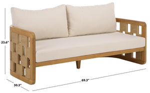 Skipper Teak And Hyacinth Patio Sofa — Weather-Resistant Outdoor Seating, Cushioned Comfort, 69.3" W