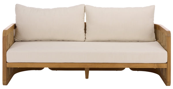 Skipper Teak And Hyacinth Patio Sofa — Weather-Resistant Outdoor Seating, Cushioned Comfort, 69.3" W