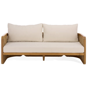 Skipper Teak And Hyacinth Patio Sofa — Weather-Resistant Outdoor Seating, Cushioned Comfort, 69.3" W