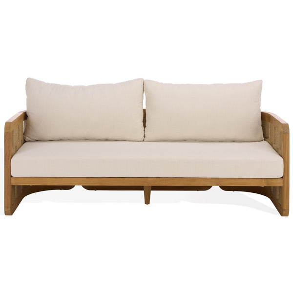 Skipper Teak And Hyacinth Patio Sofa — Weather-Resistant Outdoor Seating, Cushioned Comfort, 69.3" W