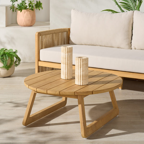 Gale Teak Outdoor Coffee Table — Low-Profile Solid Teak Square Table, Weather-Ready Patio Centerpiece