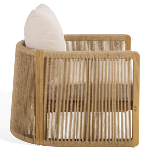Gale Teak And Hyacinth Patio Chair — Solid Teak Frame, Breathable Weave, Sculpted Comfort For Outdoors