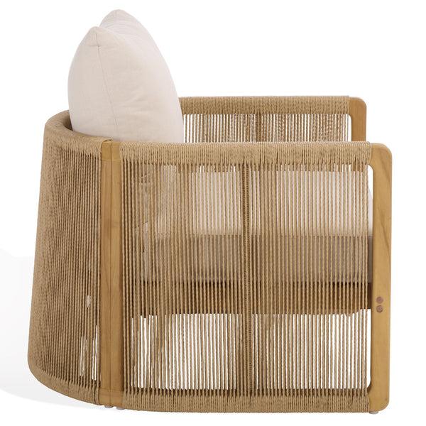 Gale Teak And Hyacinth Patio Chair — Solid Teak Frame, Breathable Weave, Sculpted Comfort For Outdoors