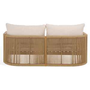 Gale Teak And Hyacinth Patio Sofa With Deep Cushions, Weather‑Resistant Frame For Outdoor Lounging